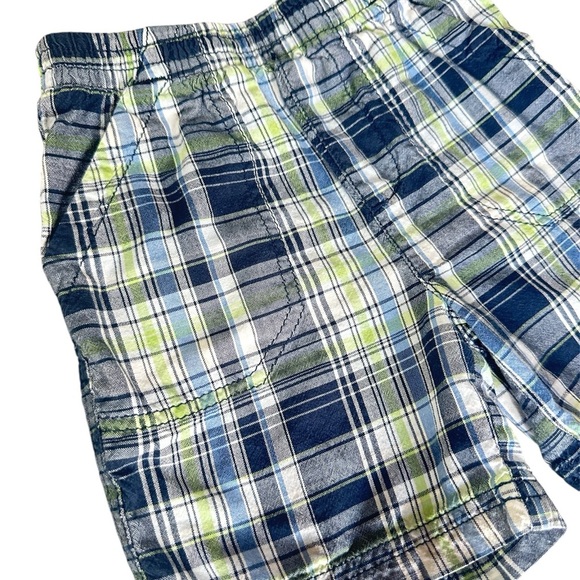 Jumping Beans Boys Green/Blue Plaid Cotton Shorts 3T - Picture 2 of 4